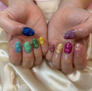 派手水色ピンク
