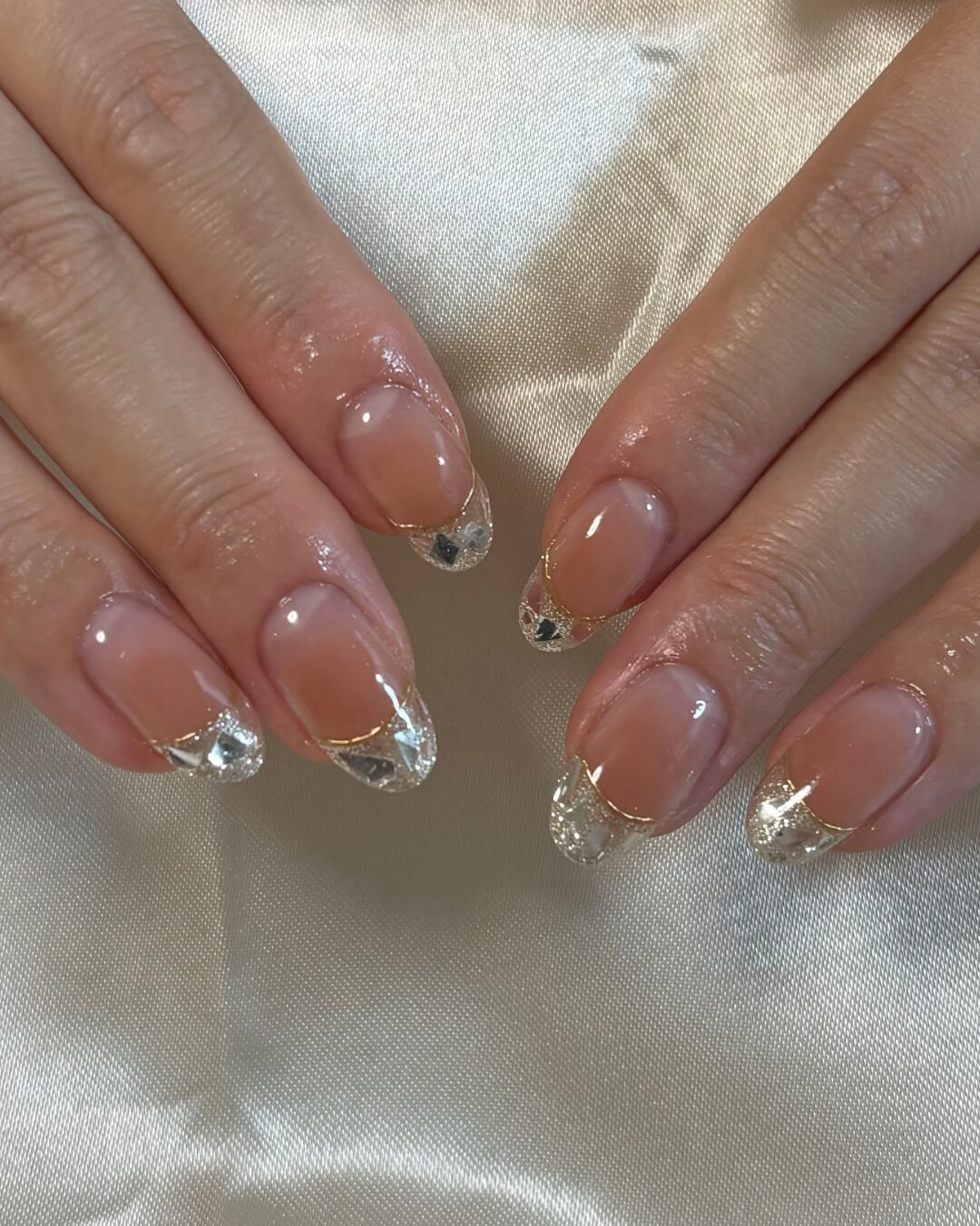 ガラスフレンチネイル画像